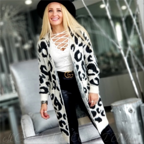 BRAXTEN Leopard Cardigan Long Sleeve Animal Print - Picture 3 of 4